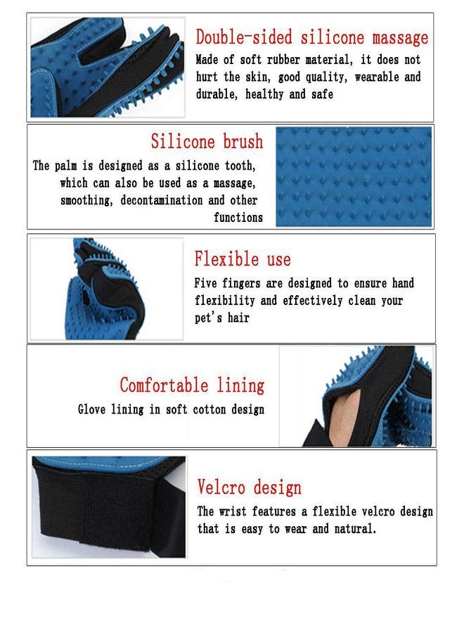 Sage Square Comfortable Double Side Bristle Pet Hair Remover Enhanced 5 Finger Design Gentle Deshedding Brush Gloves for Dog and Cat with Long and Short Fur (Multicolour) - Image 5